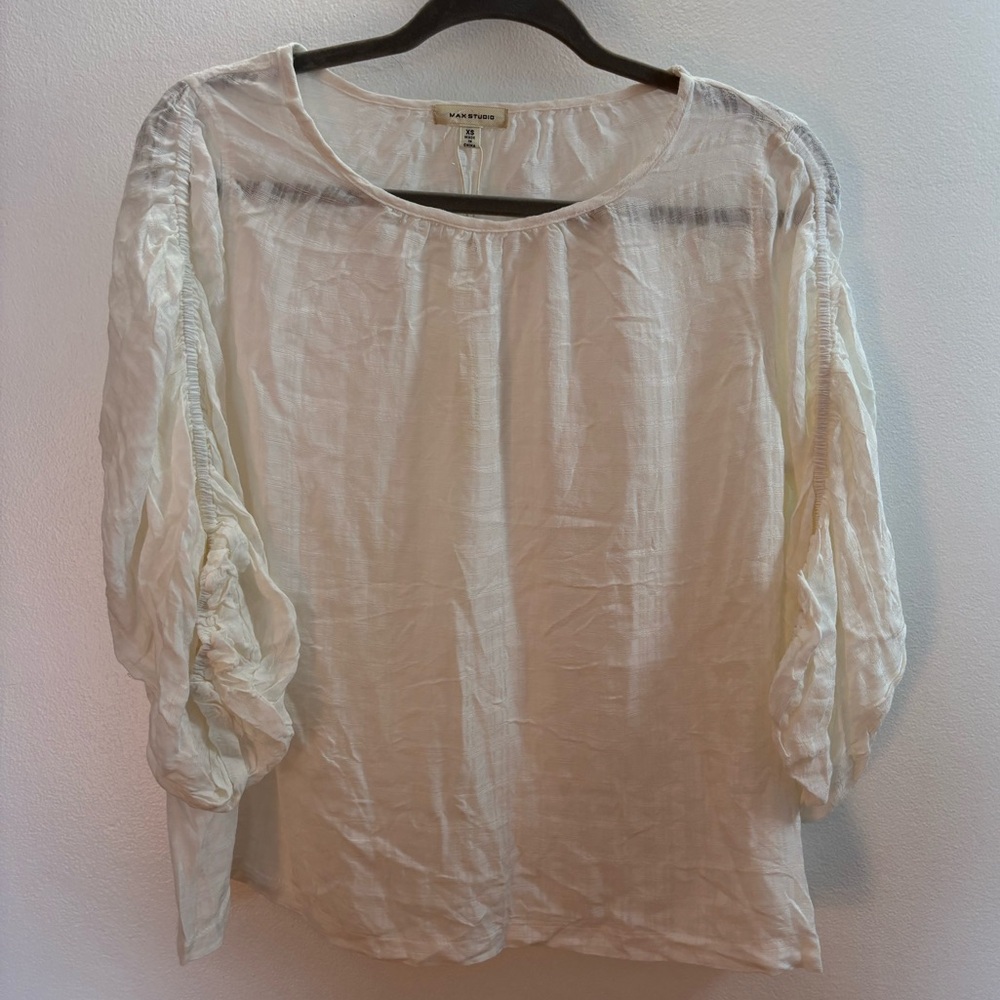 Max Studio White Peasant Top XS